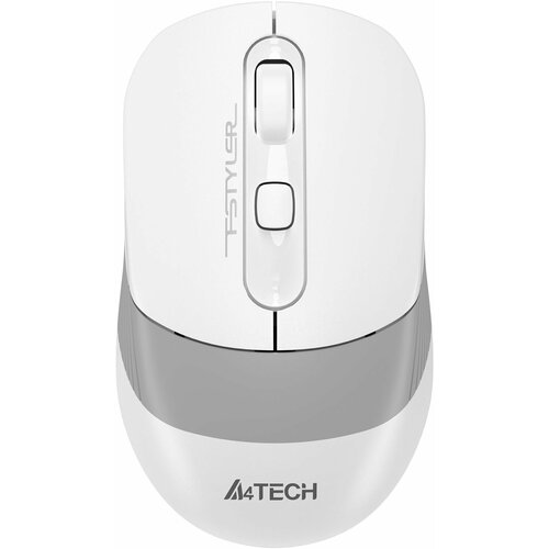 Мышь A4Tech Fstyler FG10CS Air белый/серый оптическая (2000dpi) silent беспроводная USB для ноутбука (4but) мышь беспроводная a4tech fstyler fg10s black grey silent wireless