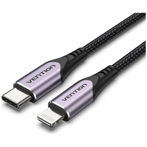 Кабель Type C - Lightning Vention 1м фиолетовый ( TACVF ) дата кабель satechi usb c lightning 1 8 м 29 вт 480 мбит с mfi поддержка pd серый космос space gray