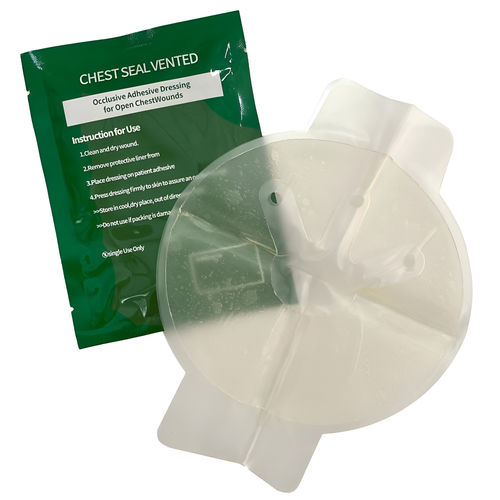 Окклюзионный пластырь вентилируемый Chest Seal Vented (3 клапана)/пневмоторакс/лечение открытых ран/перевязка/тактическая медицина/военная медицина