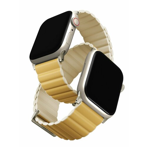 Ремешок Uniq Revix Premium Edition для Apple Watch 42-44-45-49 mm, желтый/слоновая кость бежевый, Желтый, желтый, размер XL (запястье 180–200 мм), XS (запястье 120–135 мм), L (запястье 160–180 мм)