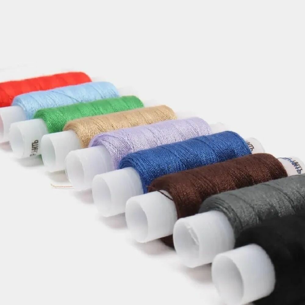 Нитки швейные набор для шитья и рукоделия 10 шт, цветные
