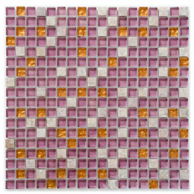 Мозаика Diva mosaic VIOLET GOLD стекло\камень 305*305*8мм чип 15мм 11 л\кор.