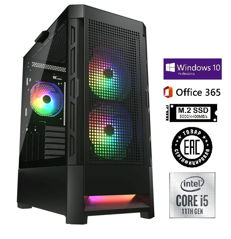   SG-Intel Core i5-11400F/B560/DDR4 16Gb/SSD M.2 1 Tb/GTX 1660 Super 6Gb/Cougar Airface-Black