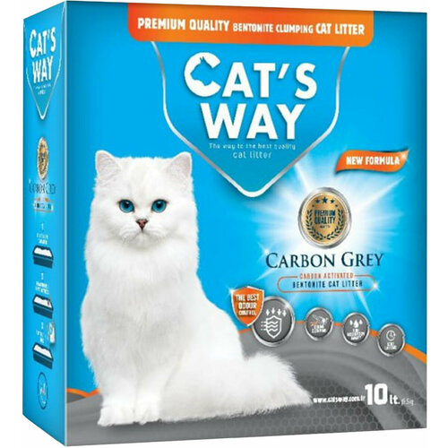CAT'S WAY CARBON EFFECT наполнитель комкующийся для туалета кошек с добавление активированного угля (10 л)