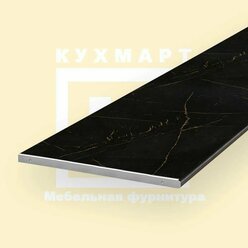 Столешница для кухни Скиф 800х600x38мм с торцевыми планками. Цвет - Каспий черное золото