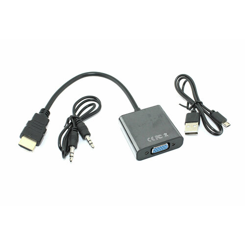 Переходник с кабелем HDMI на VGA плюс аудио и питание переходник hdmi в vga jack 3 5 мм аудио питание