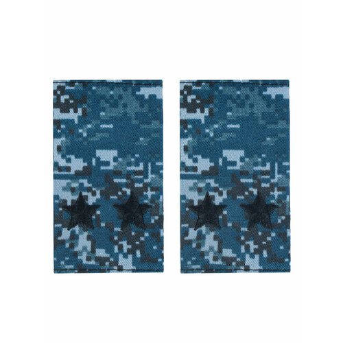 Фальш-погоны камуфляж синяя цифра чёрные звёзды 9x5 см звание Подполковник