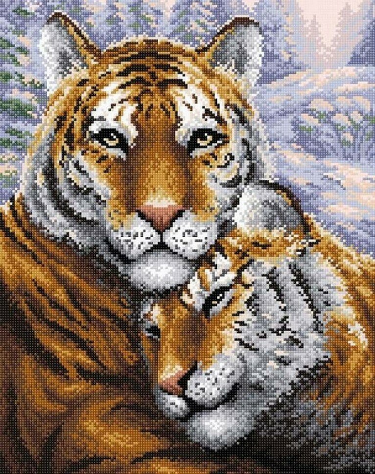 Тигры #МС-020 Brilliart Набор алмазная мозаика 38 x 48 см