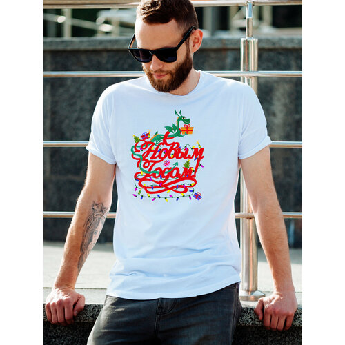 фото Футболка just4you, размер l, белый, красный