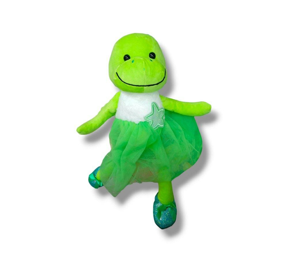 Мягкая игрушка Дракоша Девочка в платье и башмачках 40 см зеленая