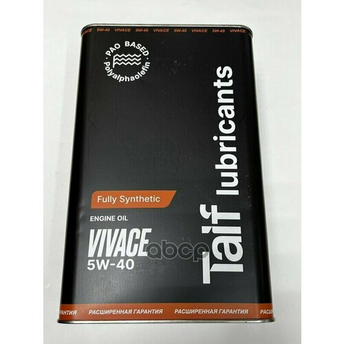 TAIF Lubricants Масло Моторное Синт. (Пао) Taif Vivace 5W-40 (Black), 4Л, Api Sn/Cf, Acea A3/B4, Mb 229.5, Vw 502 00 Taif 211132