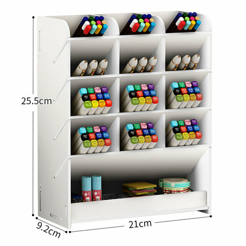 Настольный органайзер для канцелярии, подставка для карандашей и ручек, органайзер для косметики, белый (матерал ПВХ)