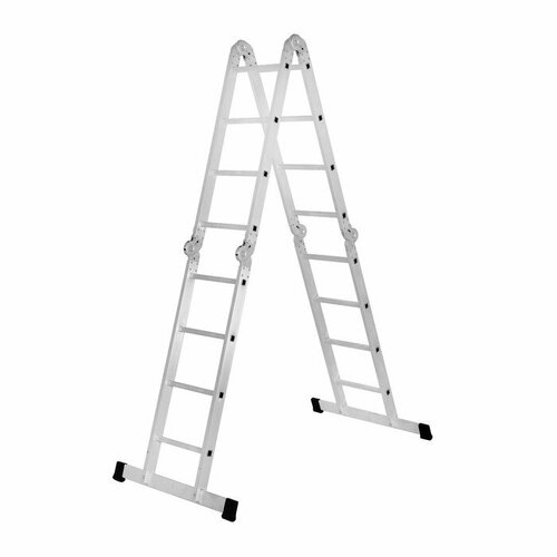 Лестница-трансформер тундра, алюминиевая, 4х4 ступени лестница трансформер алюминиевая 4х4 стремянка