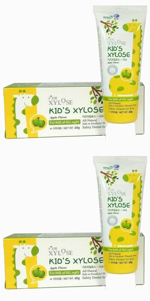 Hanil Зубная паста для детей Xylose KIDS Apple, со вкусом яблока, 60 мл, 2 шт