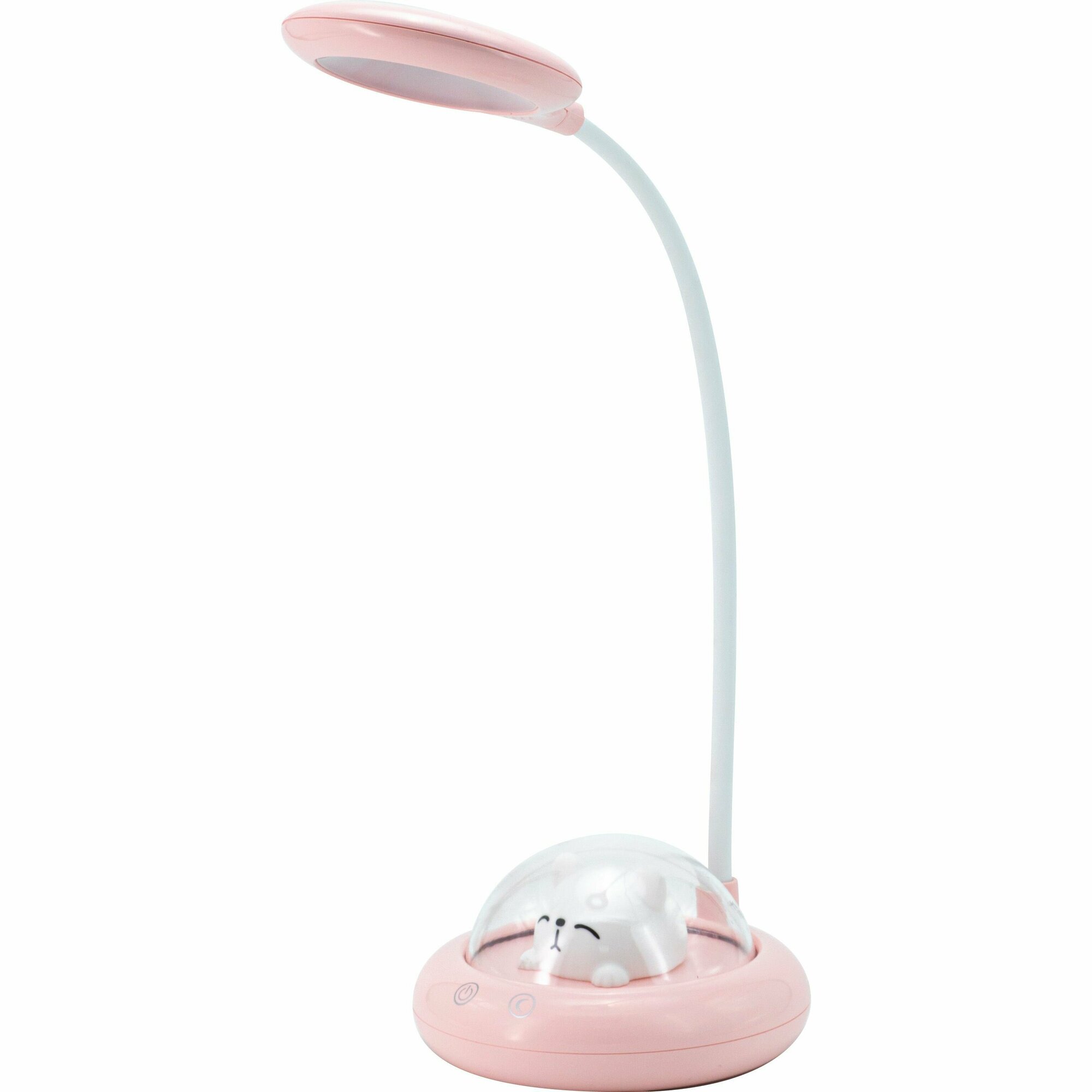 Настольный светильник ночник аккумуляторный фотон "Космический кот", розовый