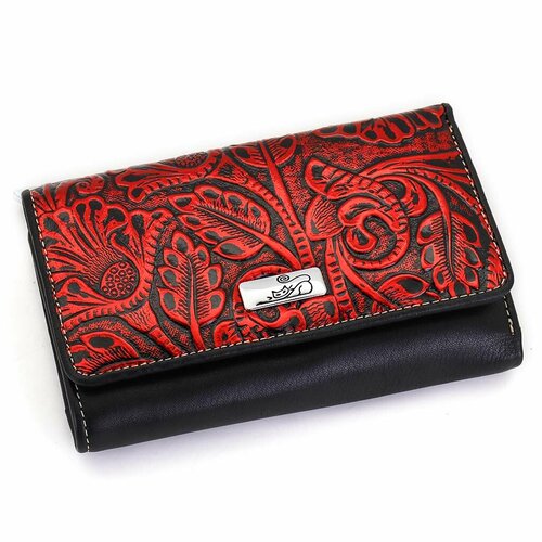 фото Кошелек sergio valentini, фактура тиснение, красный, черный