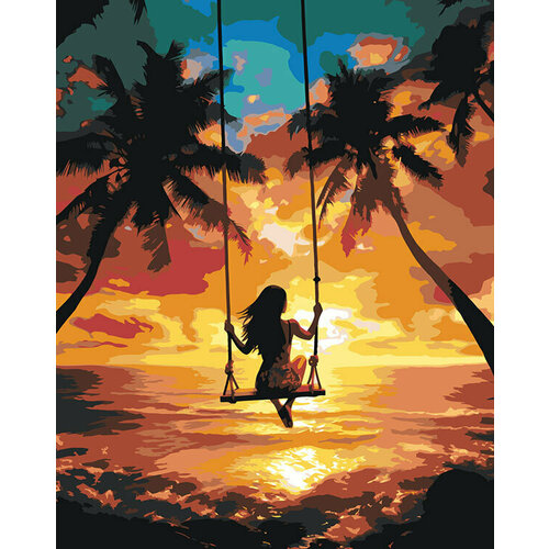 Картина по номерам Природа Девушка на качелях на берегу картина по номерам природа пальма на берегу моря на закате
