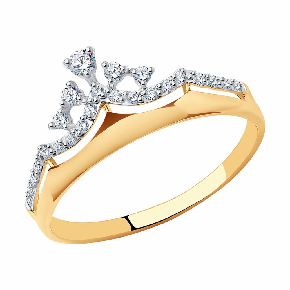 Кольцо Diamant online, красное золото, 585 проба, фианит