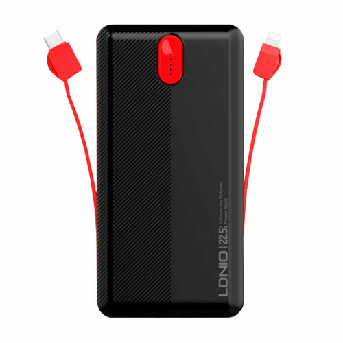 Внешний аккумулятор LDNIO PQ13 Power Bank 10000mAh 225W с двумя встроенными кабелями Type-C и Lightning 215000₽