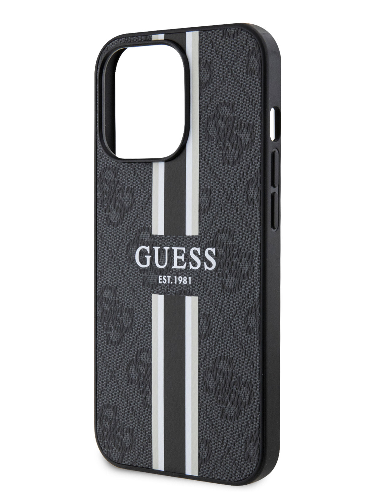 Guess для iPhone 13 Pro чехол MagSafe PU 4G Stripes Hard Black