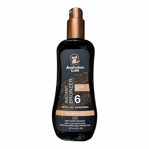 Спрей-гель SPF 6 Spray Gel With Bronzer Australian Gold australian gold instant bronzer spray gel sunscreen spf15 travel size 100мл солнцезащитный спрей гель