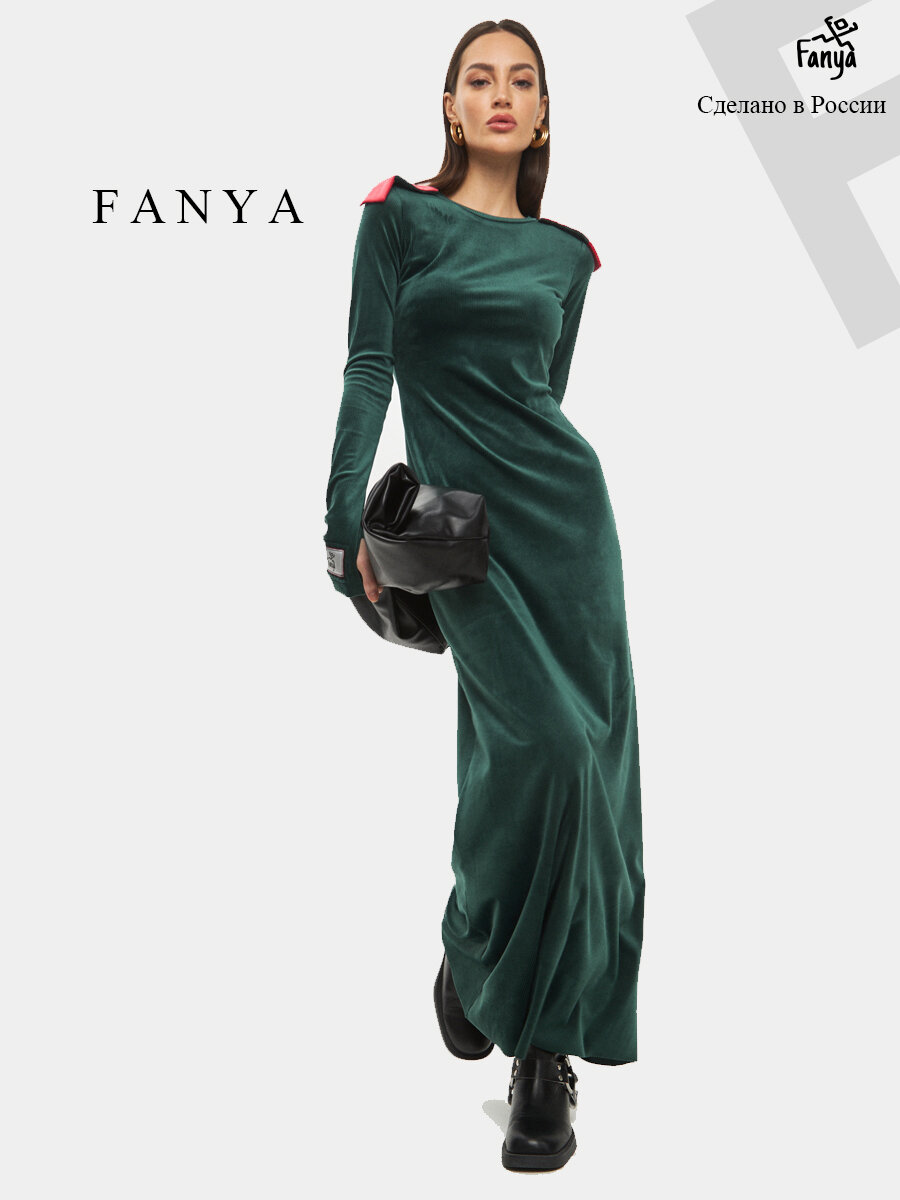 Fanya Платье бархатное зеленое
