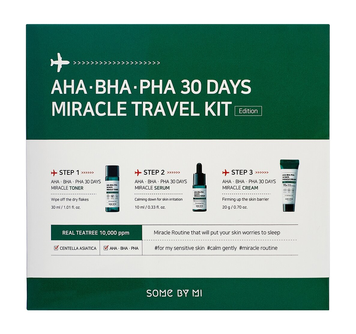 Набор миниатюр с кислотами Some By Mi AHA?BHA?PHA 30 Days Miracle Travel Kit, тонер 30 мл, сыворотка 10 мл, крем 20 г - фото №14