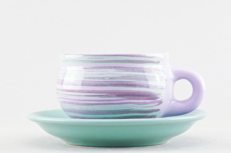 Чашка с блюдцем Борисовская керамика Штрих Лаванда 250 мл