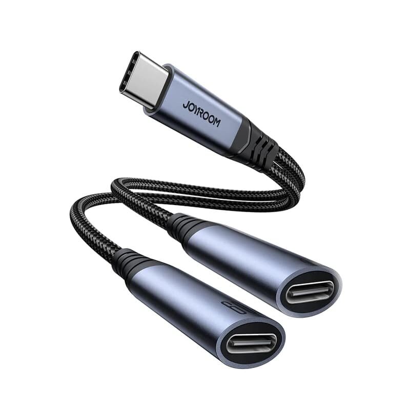 Аудио адаптер переходник для наушников с Type-C USB-C на 2 Type-C USB-C черный