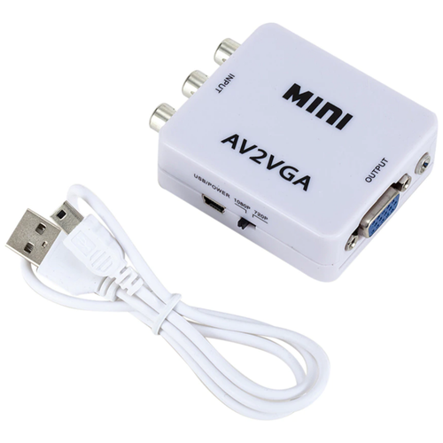 конвертер mini с av 3rca тюльпан на vga AV to VGA Mini Конвертер видеосигнала AV в VGA