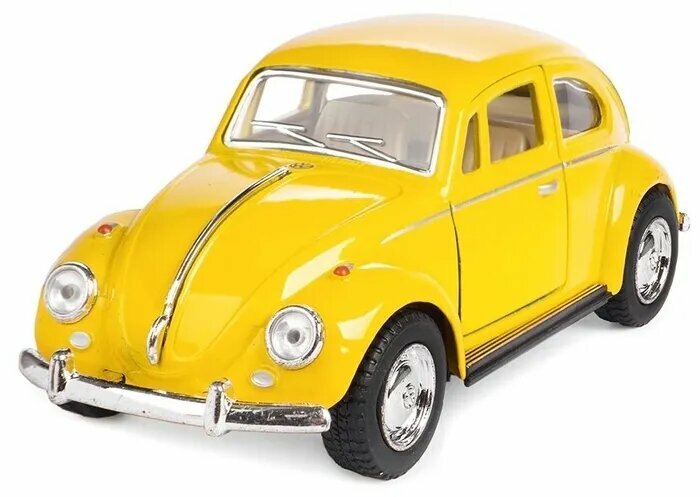 Машинка металлическая Volkswagen Classical Beetle 1967 Фольксваген Жук Kinsmart 1:32 инерционная. Желтый