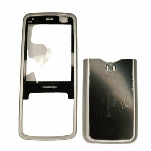 Корпус для Nokia N77 передняя панель + задняя крышка (Цвет: серебро)