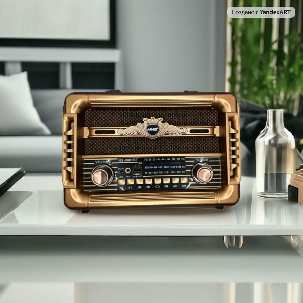 Колонка портативная NS VOLUME ACOUSTICS/ Беспроводная акустика/ Домашнее FM-радио c поддержкой Bluetooth, USB, TF-карты — фото 9
