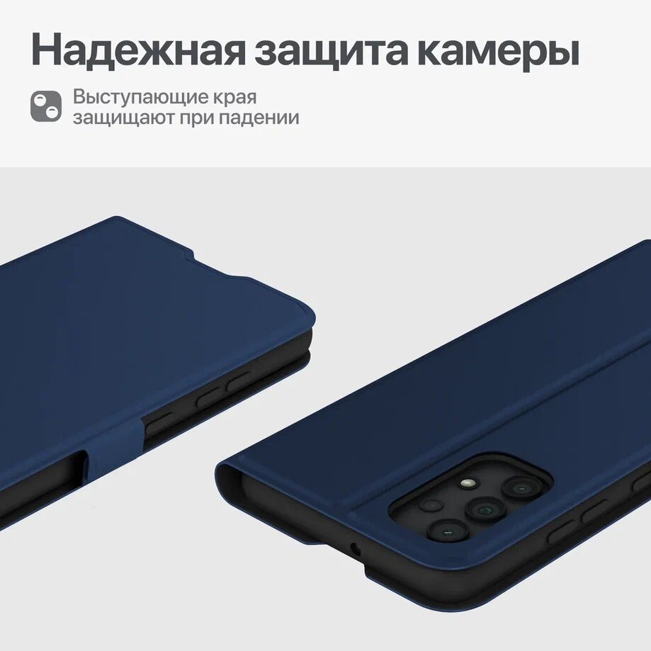 Чехол на Samsung Galaxy A32 синий / Книжка на Самсунг Гэлакси А32 с отделением для карт — фото 1