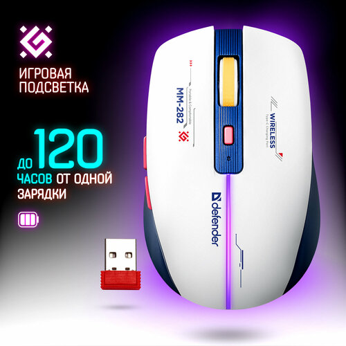Беспроводная игровая мышь Dila MM-282 бел+син, LED,6D,2.4,1600dpi