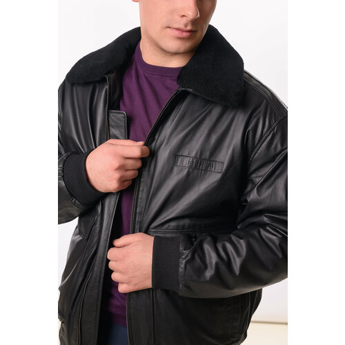 Кожаная куртка YIERMAN, размер 50, черный кожаная куртка yierman размер 56 черный