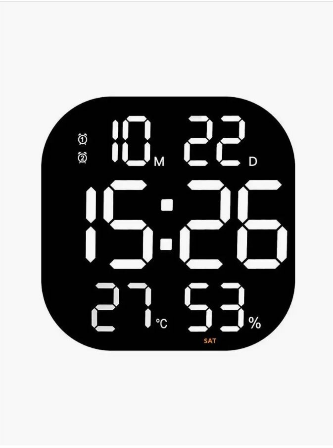 фото Настенные электронные часы с отображением даты и температуры в помещении, черные
