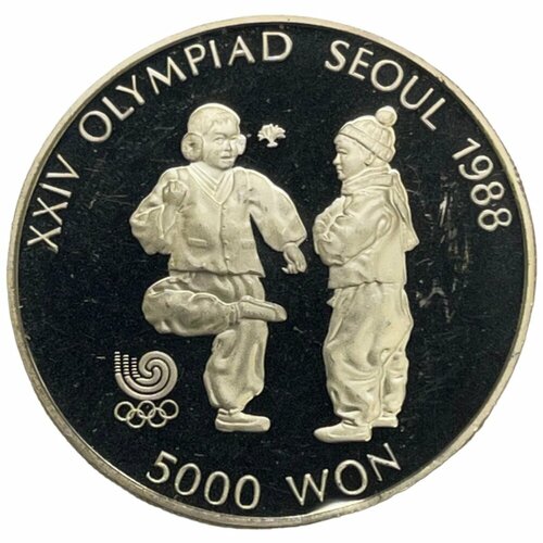 Южная Корея 5000 вон 1987 г. (XXIV летние Олимпийские Игры, Сеул 1988 - Чеги Чаги) (Proof) клуб нумизмат монета 5 вон северной кореи 2001 года серебро панда