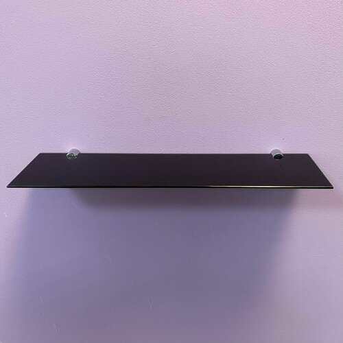 Полка настенная стеклянная прямоугольная чёрная 45х11 см из стекла лакобель 4 мм, 1 штука с креплениями