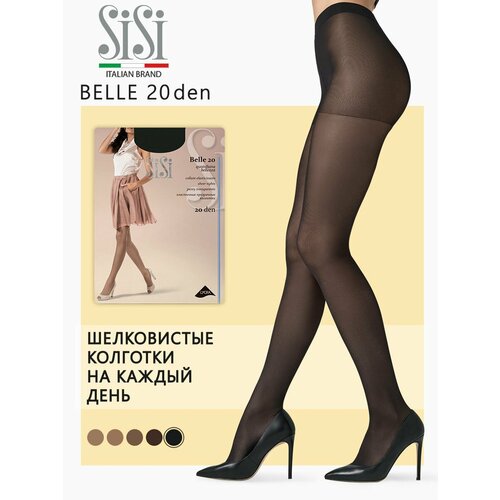 Колготки Sisi, 20 den, размер 4, черный колготки женские sisi belle цвет nero чёрный размер 4 40 den