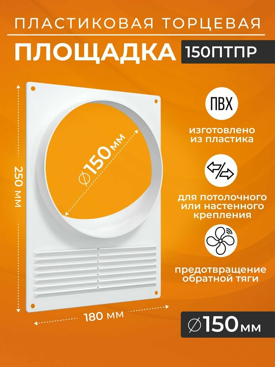 Площадка торцевая Era 150ПТПР, D150 мм, 250х180 мм, белый