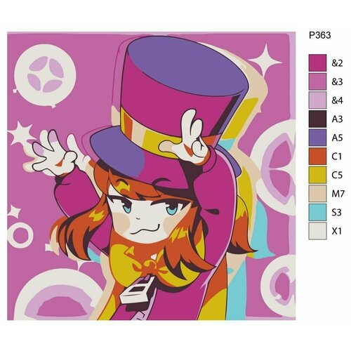 Детская картина по номерам P363 Игра A HAT IN TIME (Шляпа Времени). Шляподевочка (Hat Kid) 30x30