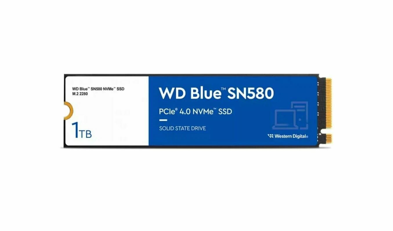 Внутренний SSD-накопитель 1000Gb Western Digital Blue SN580 (WDS100T3B0E) M2 PCIe NVMe 40 x4