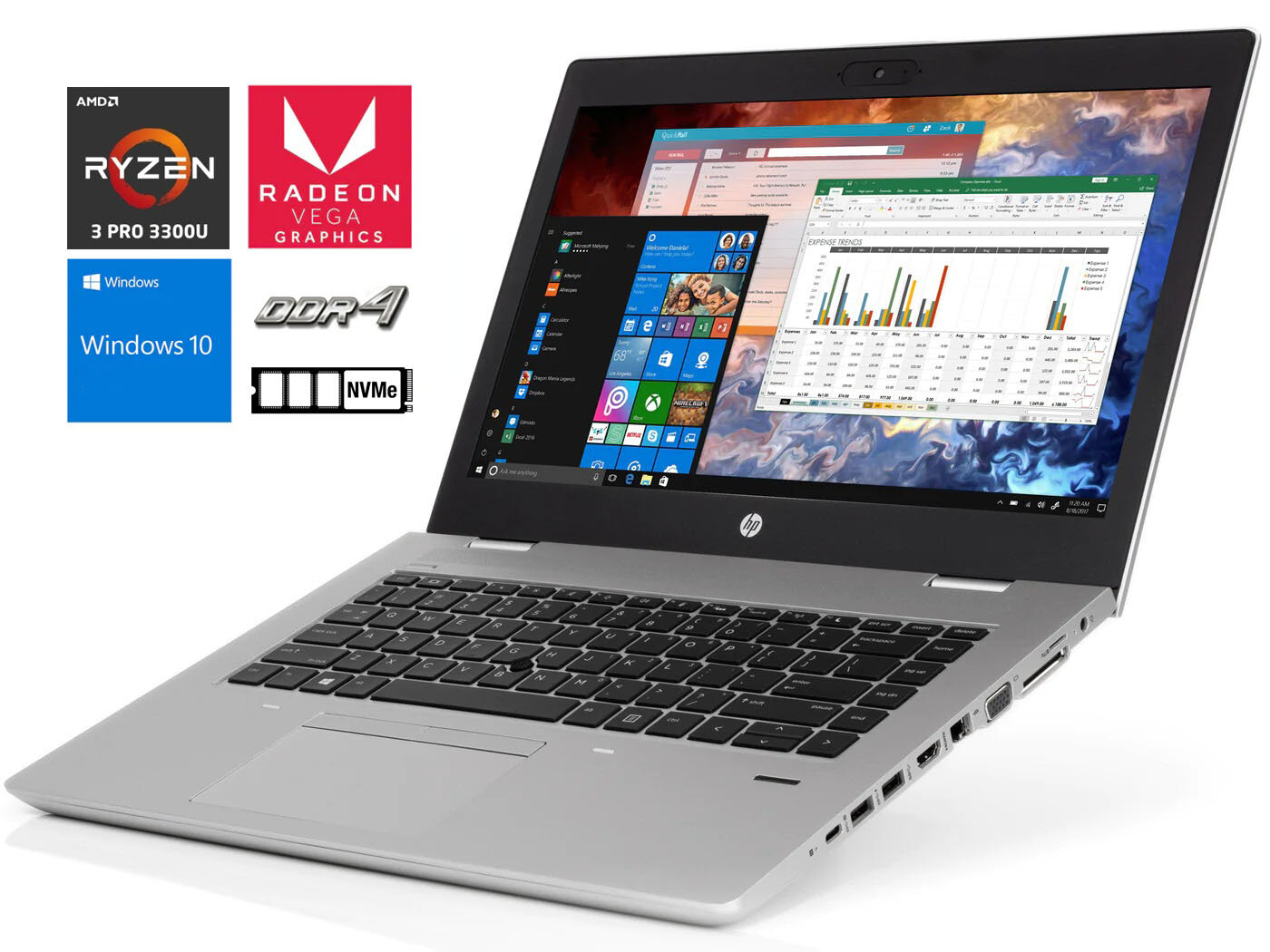 Ноутбук HP ProBook 645 G4, AMD Ryzen 3 PRO 2300U, Память 16 ГБ, Диск 512Гб SSD , Видео AMD Radeon Vega 6, Экран 14"