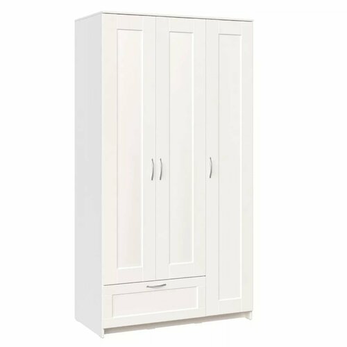 Сириус Шкаф распашной 3 двери и 1 ящик, 117х59х220 см, белый