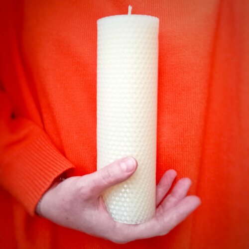 Свечи из вощины интерьерные белые, набор из 3 свечей