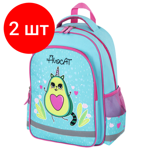 фото Комплект 2 шт, рюкзак пифагор school для начальной школы, "avocat", 38x28х14 см, 270652