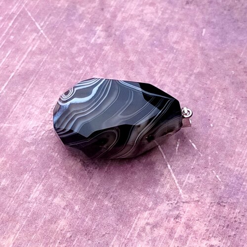 фото Подвеска, агат, оникс, черный, серебряный нет бренда