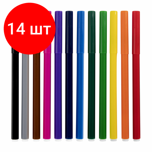 Комплект 14 шт, Фломастеры 12 цветов CENTROPEN Washable, смываемые, вентилируемый колпачок, 7790/12TP, 7 7790 1285