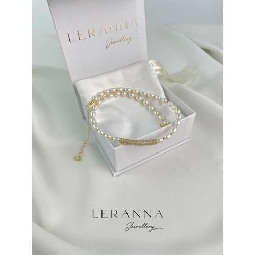 Колье LERANNA, фианит, длина 38 см, золотой, белый